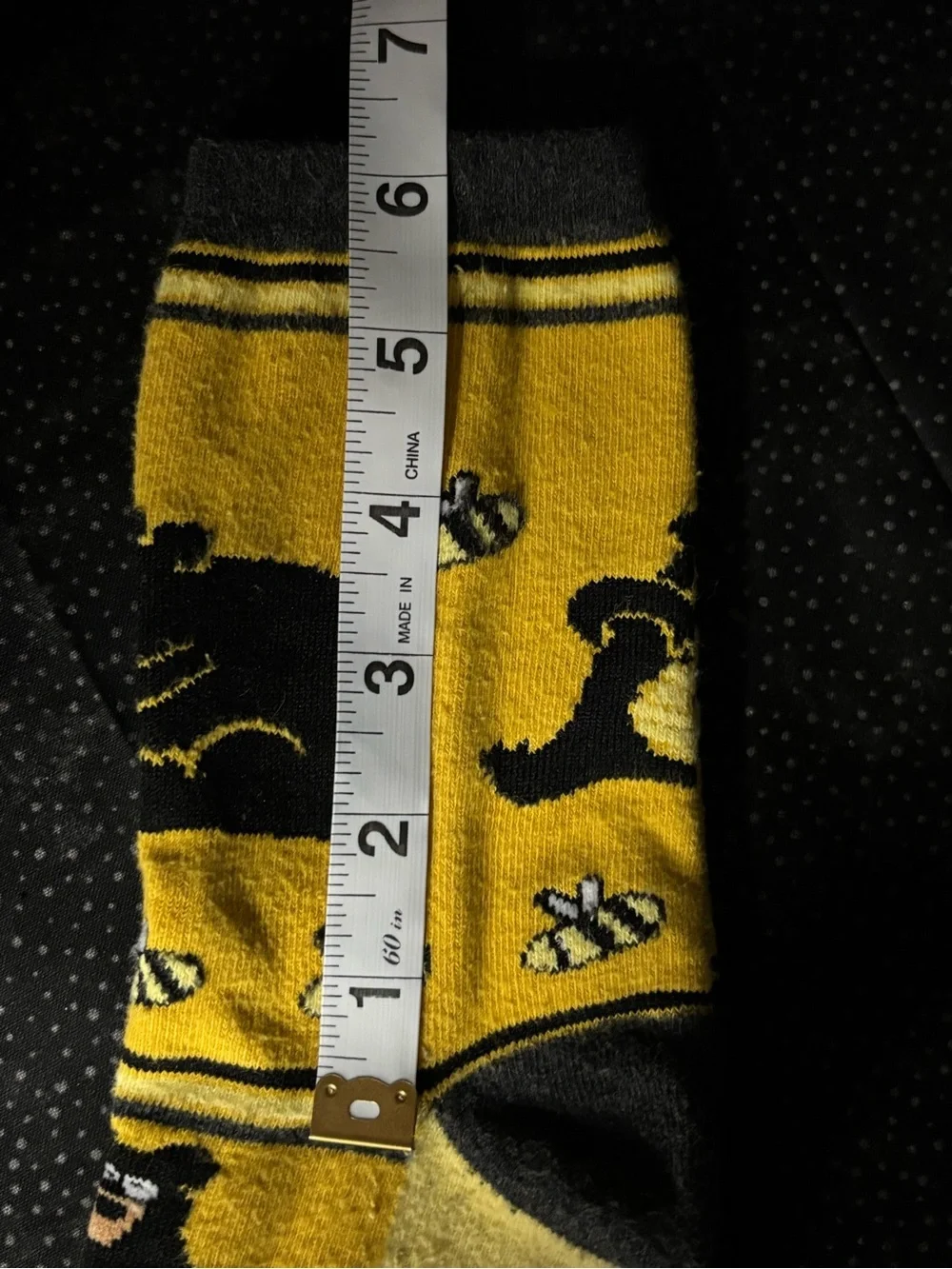 Lazy One Yellow & Black Bear and Bees Crew Socks